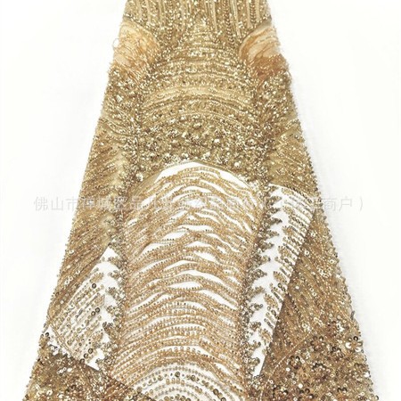 Fabricante pesado flange cuentas de tela de moda diseño europeo y americano vestido de cena vestido de tela