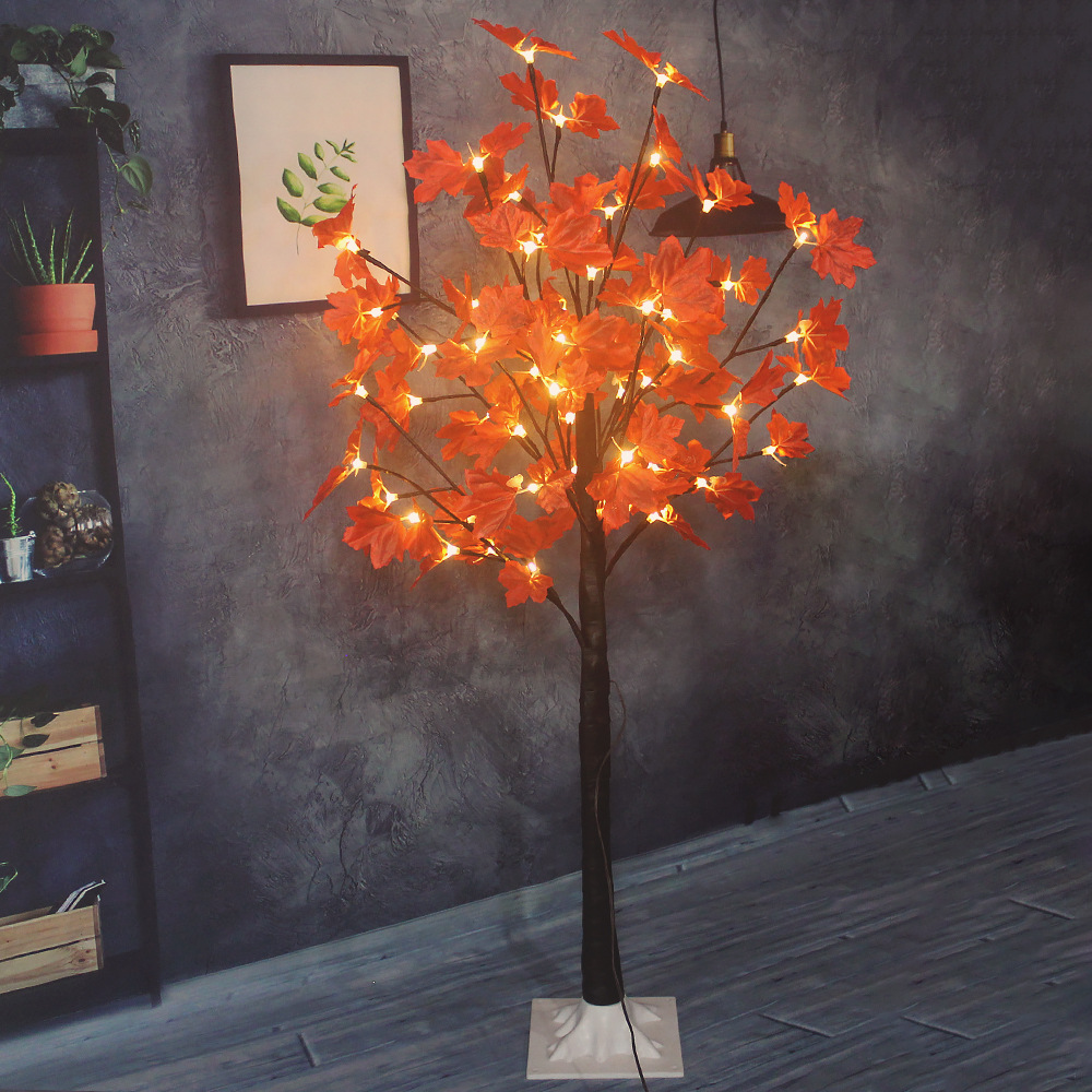 跨境发光枫叶树LED装饰灯感恩节圣诞节灯秋天仿真枫叶树庭院装饰