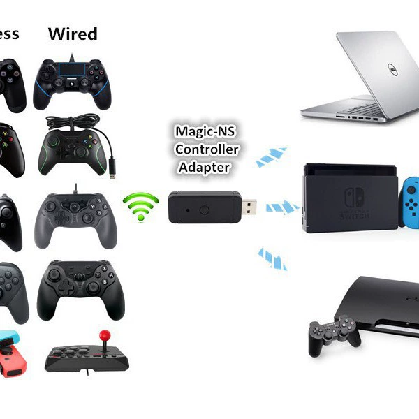 Беспроводной USB-приемник геймпада Switch Bluetooth адаптер PS3 конвертер PC
