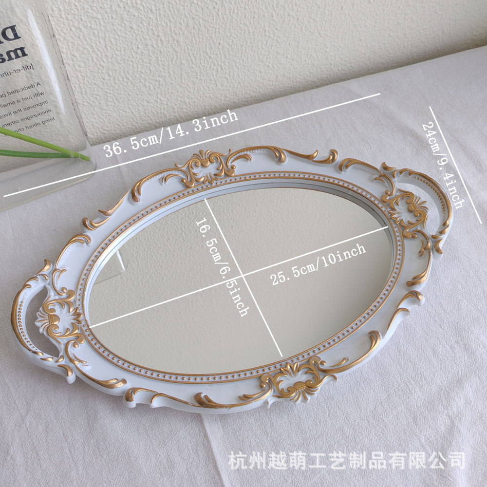 Bandeja de espejo de vidrio retro estilo europeo, estilo "ins", decoración para sala de estar, para aromaterapia, exhibición de joyería, bandeja de almacenamiento.