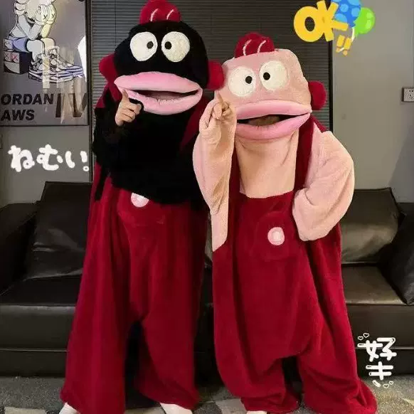 丑鱼连体日向翔阳睡衣可爱乌萨奇睡袍卡皮巴拉蜜蜂小浣熊睡袍代发