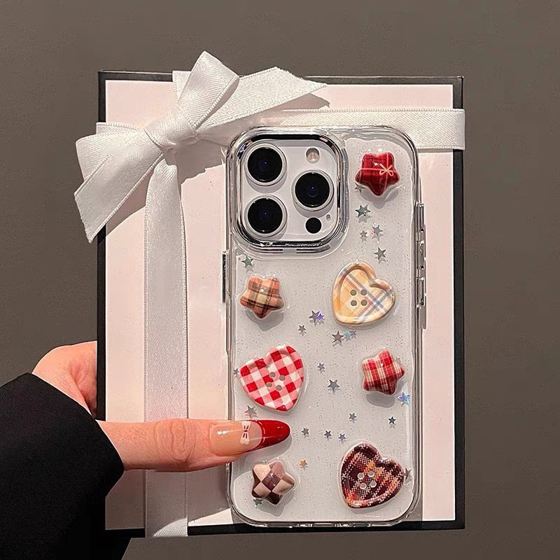 For millet 15 mobile phone case transparent glitter sequins red rice K80 three-dimensional check love Note14 drops of soft glue