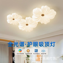 北欧创意花朵LED全屋套餐灯具奶油风温馨浪漫客厅房间卧室吸顶灯