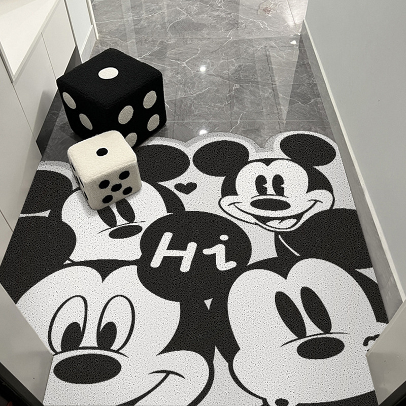 Cartoon-style Mickey entrance door mat stain-resistant wear-resistant PVC wire ring mat cutting door dust removal mat