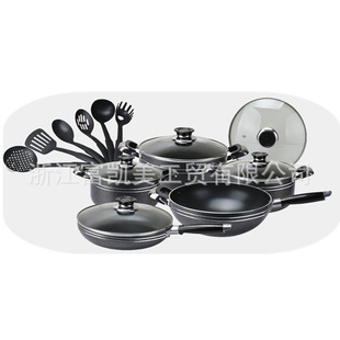 Factory Direct Sales Black Spray-Coated 16-Piece Non-Stick Pan Set 20/24/28 Soup Pot + 28 Wok + 26 Frying Pan