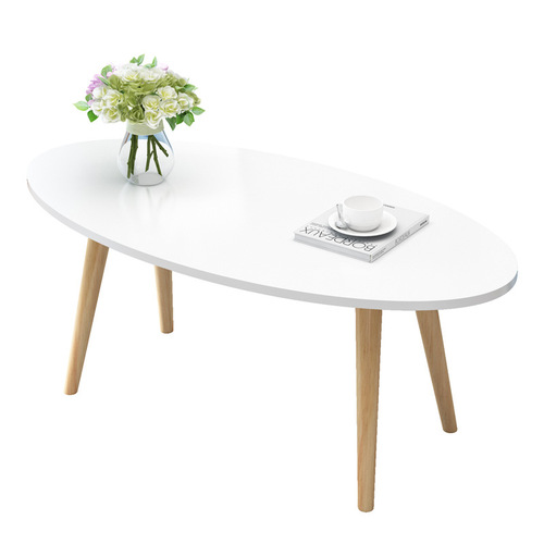R-style Nordic minimalist coffee table, creative small apartment economical elliptical mini table, living room balcony small round table edge