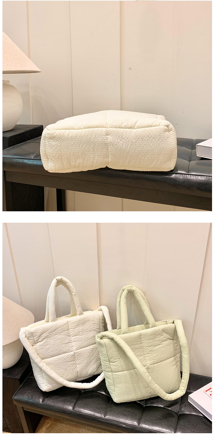 High quality texture tote bag nylon cotton bag large capacity shoulder messenger bag soft plaid handbag down bag_voghion.com