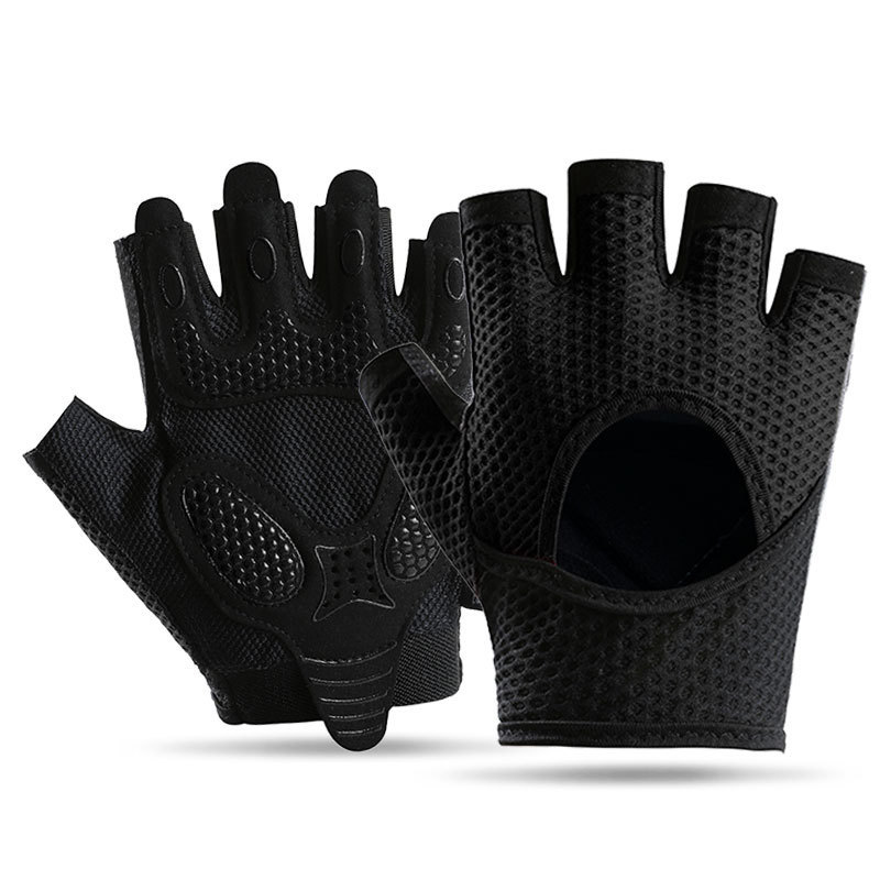 Guantes de fitness para hombres y mujeres, medio dedo, deportes al aire libre, antideslizante, resistente al desgaste, amortiguador suave, barra horizontal, guantes antideslizantes para montar
