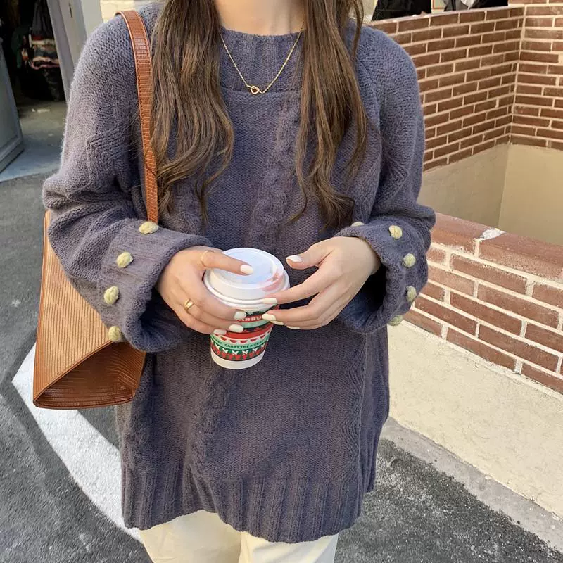 Ретро демисезонный сексуальный вязаный свитер, увеличенной толщины, оверсайз