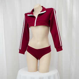 性感短款长袖体操服 情趣内衣女修身露脐装二次元辣妹表演服128-A