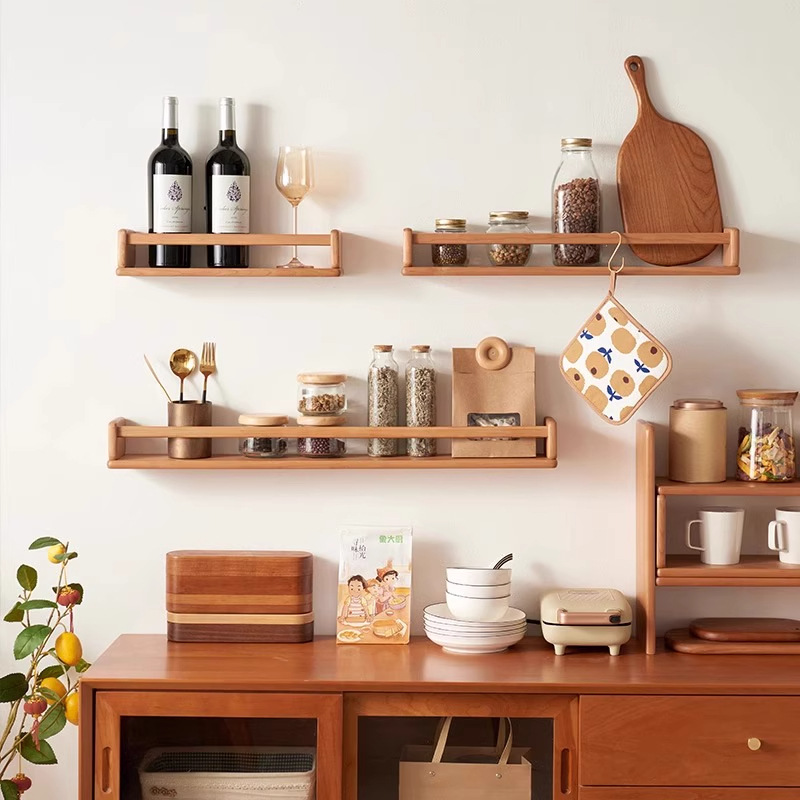 Wall Storage Rack Wall Punch-Free Picture Book Rack Partition Solid Wood Board Magazine Rack Bookshelf Wall Shelf