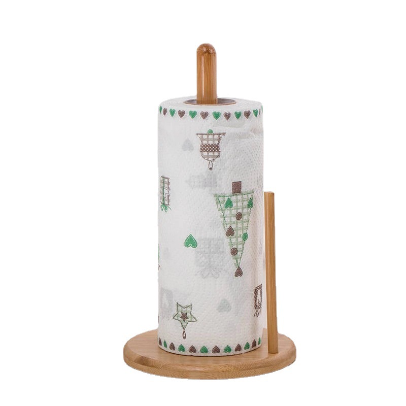 Titular de papel de cocina de bambú largo rollo de madera maciza titular de papel de estilo europeo rollo de papel del hogar estante titular de tejido rollo de papel titular de toalla de papel