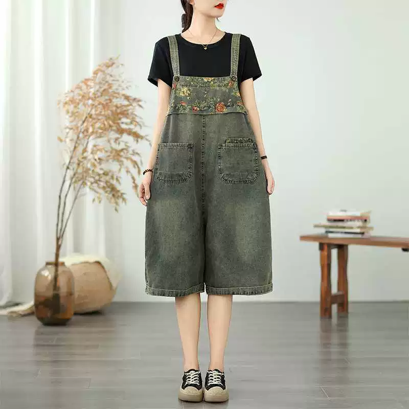 Summer denim overall, trousers, Korean style, plus size