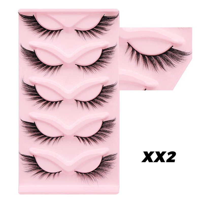 Pestañas Postizas de la Ciudad de Pingdu, Suministro Estable Transfronterizo, Pestañas Gruesas de Ojo de Gato en Ángulo, Estilo Europeo y Americano, 5 Pares, 10 Pares