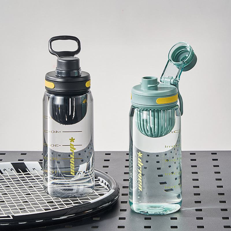 男女高颜值夏季简约运动水杯耐高温随手杯带茶隔塑料杯定制丝印