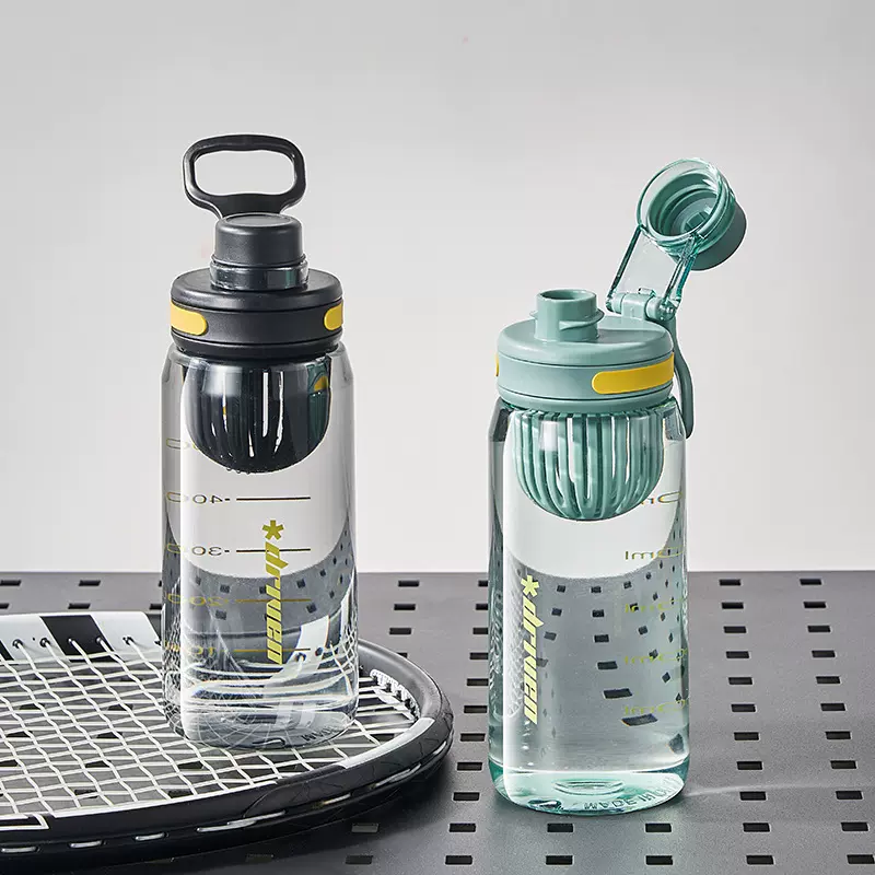 男女高颜值夏季简约运动水杯耐高温随手杯带茶隔塑料杯定制丝印