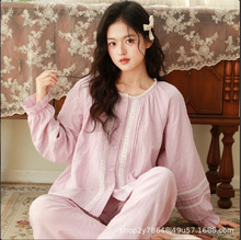 『眠岛』2026春季新款睡衣女纯棉纱布甜美可外穿大码家居服套装