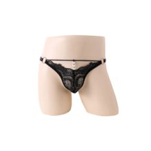 欧美性感男士三角裤 蕾丝野性透视诱惑珠链男女情趣女裤 厂家批发