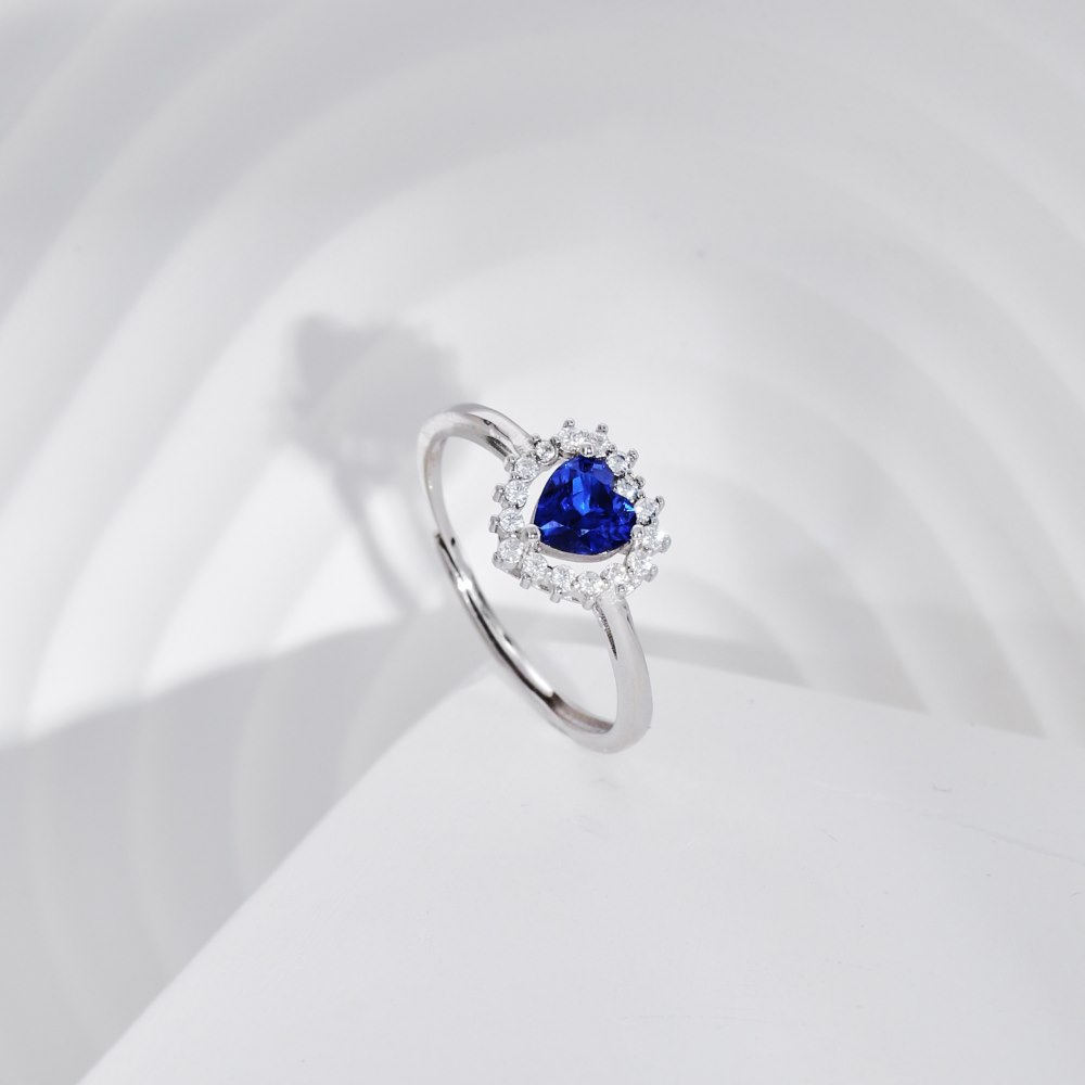 Holiday, Daily Occasion 925 Sterling Silver Zircon Heart Shape Open Rings