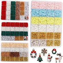 亚马逊24格DIY软陶套装女孩粘土珠圣诞色软陶ccb串珠配件