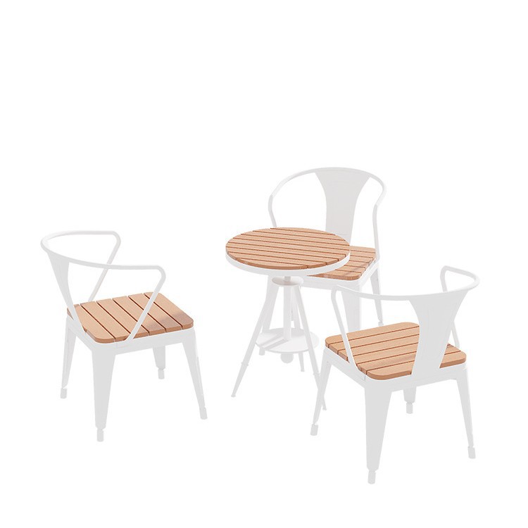 Mesas y sillas de madera plástica al aire libre patio Mesa de ocio al aire libre jardín tienda de té con leche balcón al aire libre cafetería combinación de mesas y sillas image 19