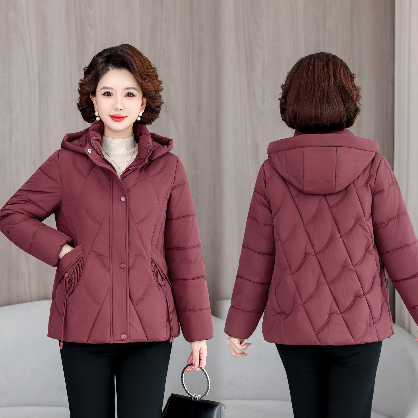 Mamá ropa de algodón de gran tamaño invierno 2025 nuevo algodón coreano chaqueta de algodón suelta chaqueta de algodón gruesa chaqueta con capuz image 9