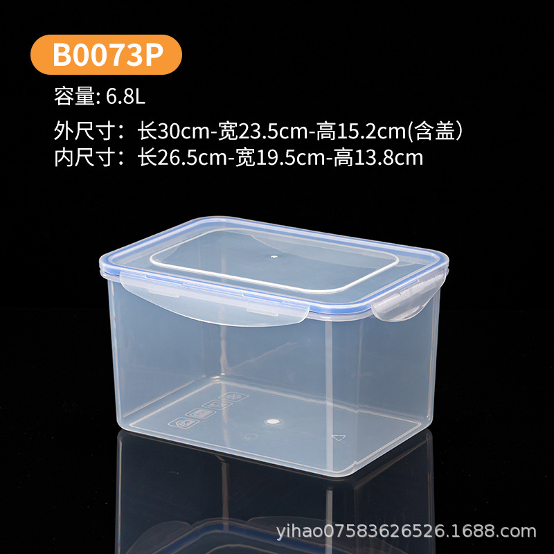 Caja de plástico de grado alimenticio refrigerador transparente refrigeración refrigeración acabado almacenamiento de alimentos frescos cocina especias caja de sellado