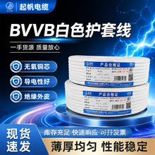 起帆线缆国标BVVB白色护套线无氧铜芯阻燃电缆绝缘防水防冻电缆线