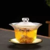 Gold-edged bamboo logo cover bowl + gold bottom