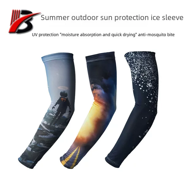 Summer outdoor sun protection ice silk sleeve UV protection quick-drying tattoo arm protection ice sleeve anti-mosquito riding sleeve
