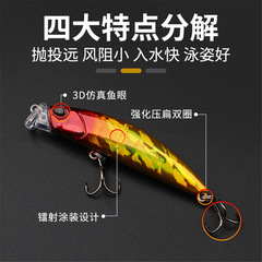 Spinnerbait, 10g, long-range, lifelike lure, freshwater, for largemouth bass, black fish, crawling minnow, floating.