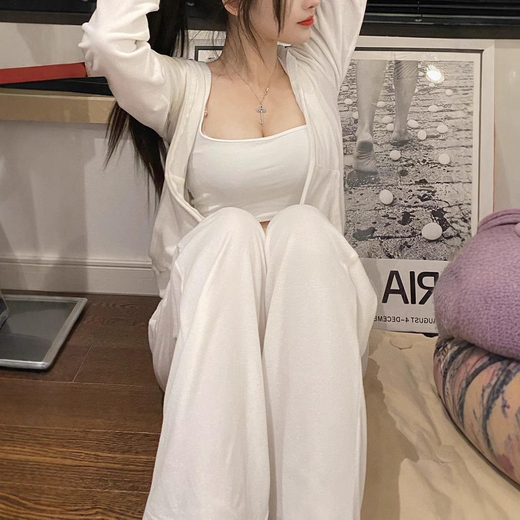 차 예술 흰 토끼 봄 스포츠 올 매치 투피스 루즈패셔너블 한국 캐주얼 세트 여성