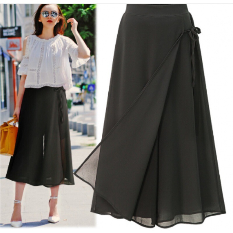 AliExpress Amazon Cross-border Fat MM Large Size Women's Summer Loose Chiffon Culottes Cropped Pants Skirt AliExpress Amazon Cross-border Fat MM Large Size Women's Summer Loose Chiffon Culottes Cropped Pants Skirt