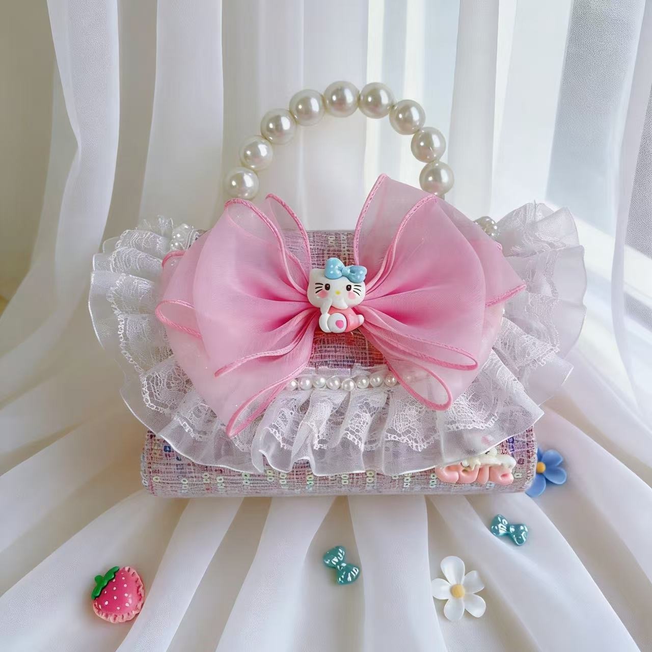 Accesorios para niños bolsos de moda de verano bolsos de mochila para chicas bolsos de mano princesa de perlas bolsos de cambio de viento fragante