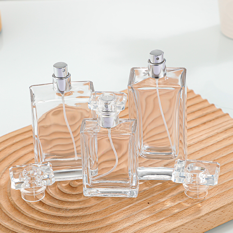 30ml方形玻璃香水瓶便携卡口透明爽肤水喷雾瓶50ml化妆品分装空瓶