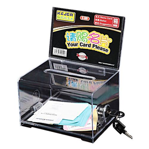 Keji K-509 please give me a business card box with a large capacity for exhibitions, a lockable plastic business card box, a transparent business card storage box