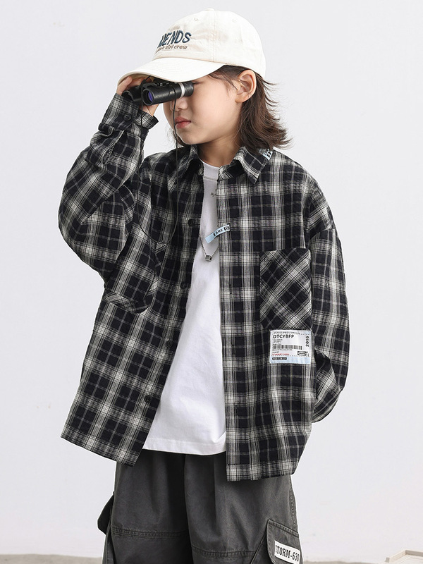 男童秋装衬衫2025新款中大儿童装春秋款上衣外套男孩秋季衣服潮酷|undefined