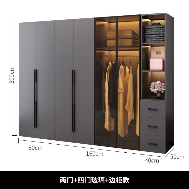 Jmo家用轻奢衣柜卧室实木玻璃门组合柜子现代简约储物简易大衣橱|undefined