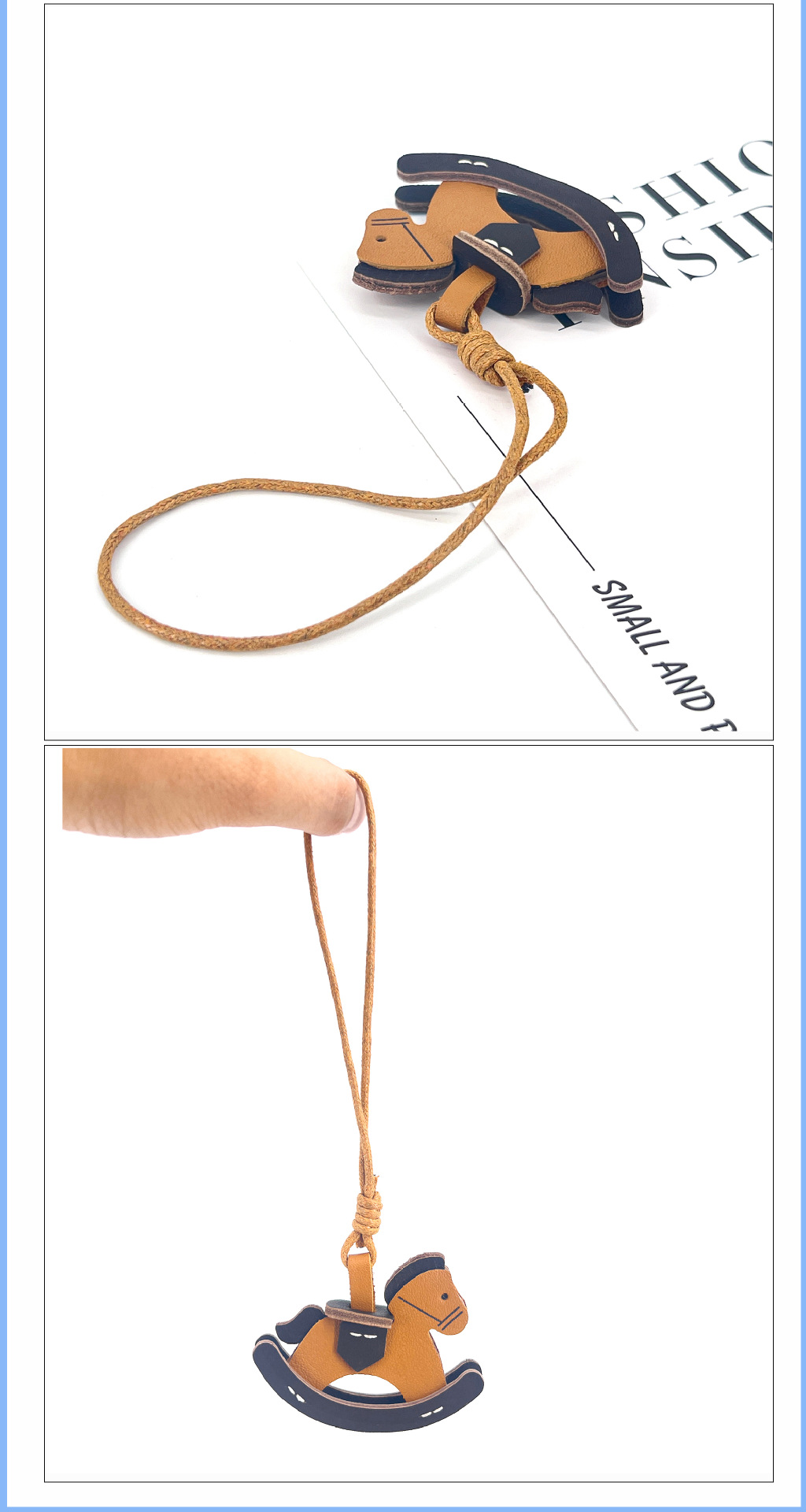 Car Pendant with a High-End Feel, Genuine Leather Pony Pendant, Car Rearview Mirror Ornament, Rocking Horse Creative Bag Pendant Accessory
