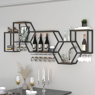 Wine Rack Storage Rack Wall Hanging Restaurant Wall Creative Wine Cabinet Display Rack Home Nordic Iron Wine Cabinet Wall Hanging