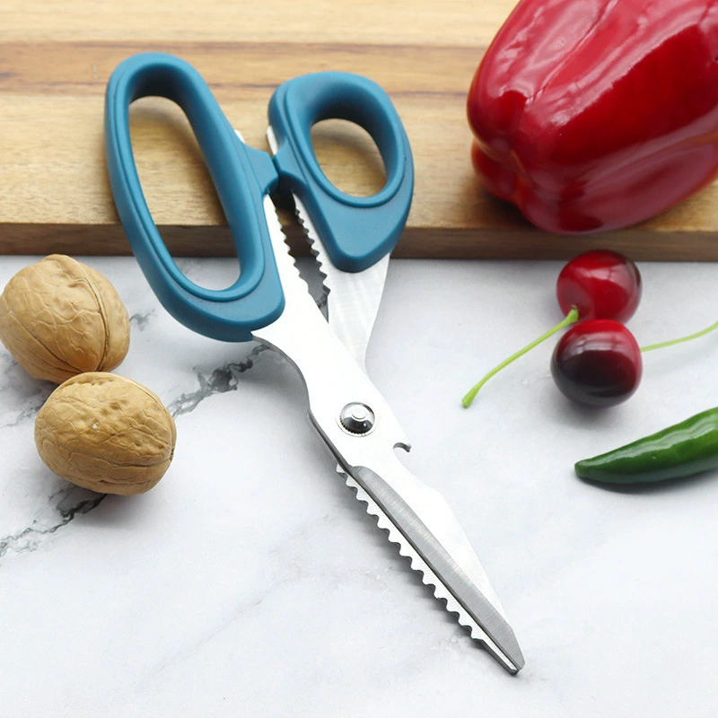 Strong household kitchen scissors for cutting chicken bones, save effort, stainless steel, fish scale scraper, meat cutting multifunction kitchen scissors