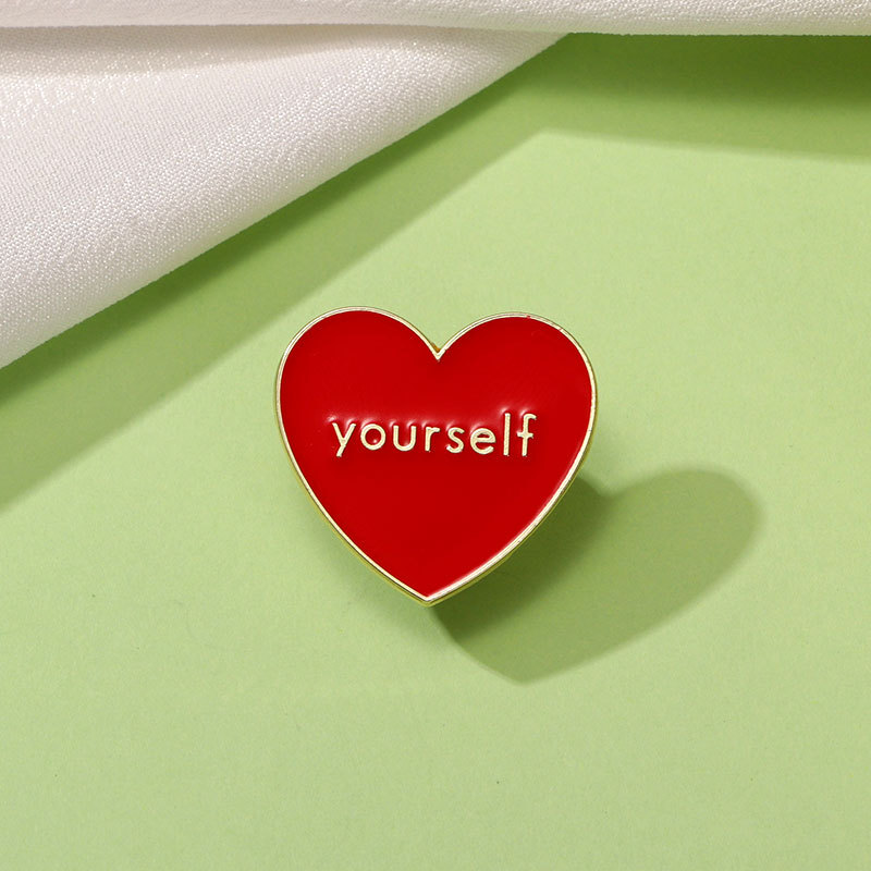 Casual, Daily Occasion Cute Pin Letter Heart Shape Alloy Enamel Unisex Brooches