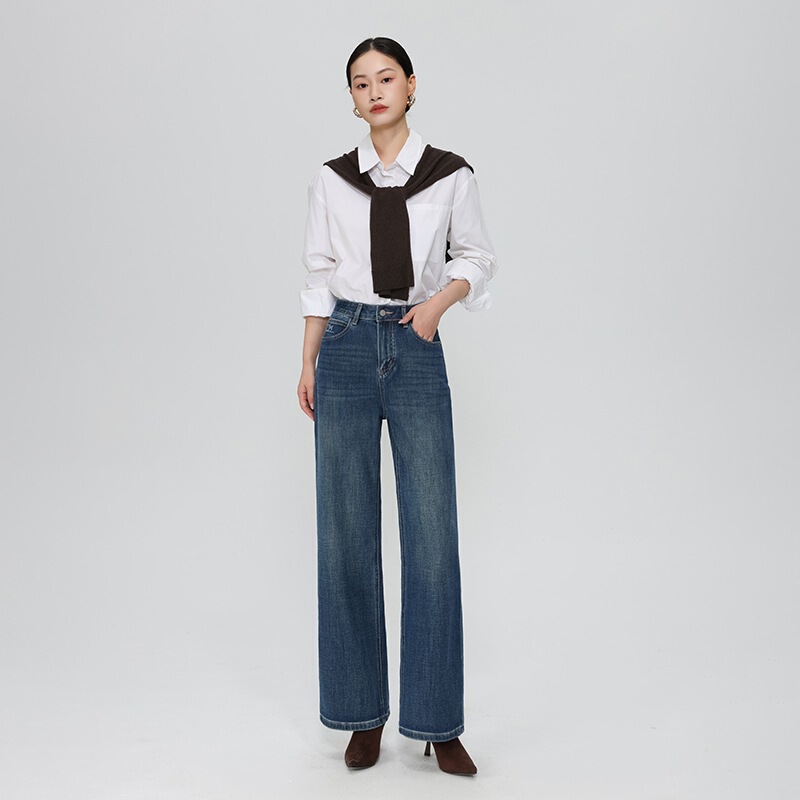 Shilin straight-leg jeans for women, new autumn model, made of Lyocell, four-way stretch, slim fit, elastic, slimming, trendy and high-end