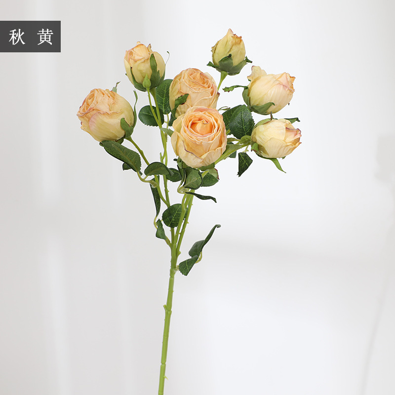 7 flores de rosa retrógrada flores de imitación de bordes de rojo flores secas flores de decoración de mesa de comedor accesorios de fotografía