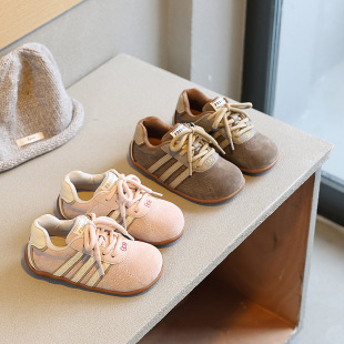 Spring 2025 New Korean Style Children's Soft-soled German Training Shoes Boys and Girls Baby Cute Cartoon Cat Small Board Shoes