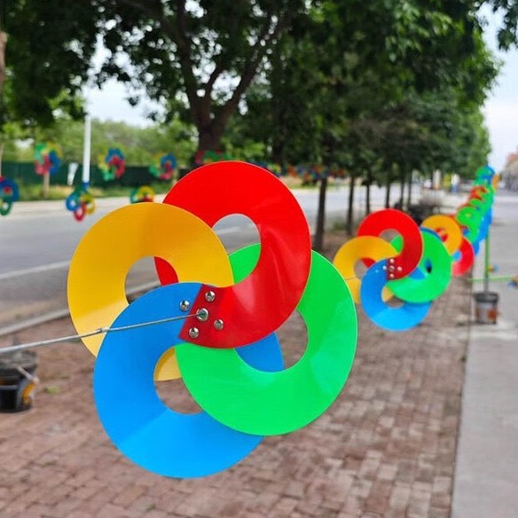旋转驱鸟器塑料彩色风轮机场驱鸟风车串农场赶鸟农田害虫风轮神器