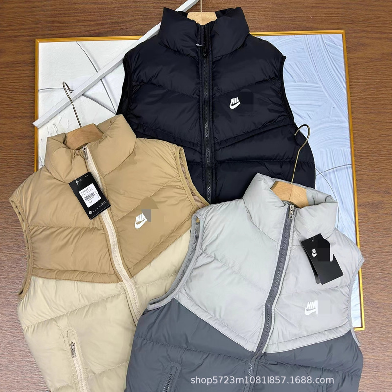 新款nk勾子外贸马甲男装秋冬新款运动外套祤绒棉棉服保暖背心|undefined