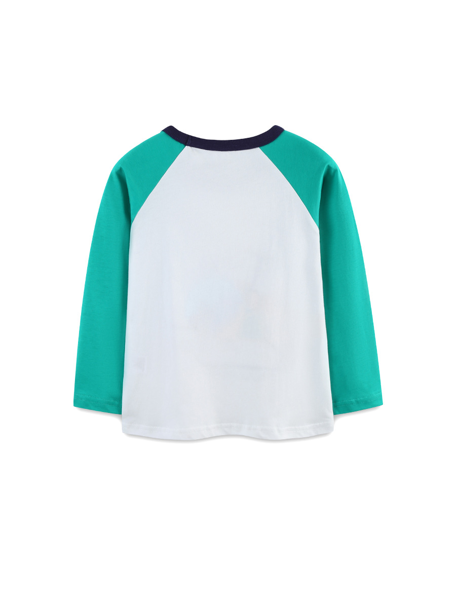 Camiseta de manga larga para niños de moda de estilo europeo y americano otoño nuevo suéter de manga larga a juego de color estampado de dibujos animados cuello redondo T de manga larga image 4