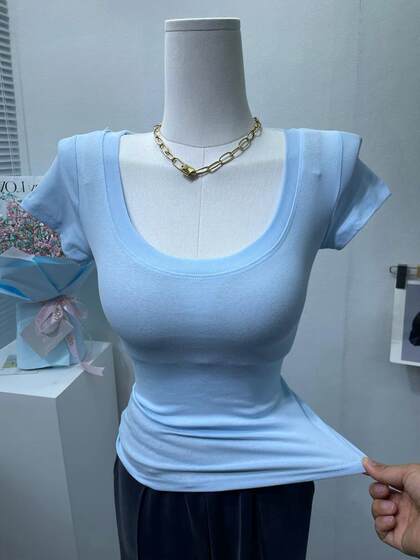 Beautiful color fried ~ huge figure slim chest big short sleeve t-shirt women's thin cotton round neck T-shirt jacket summer