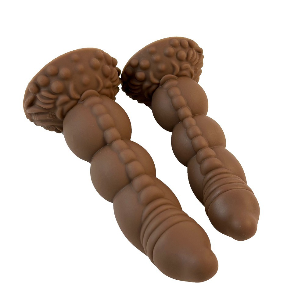 Huanlong Silicone Anal Plug, Large Special-Shaped Soft Vaginal Plug in Coffee Brown — detail image 6